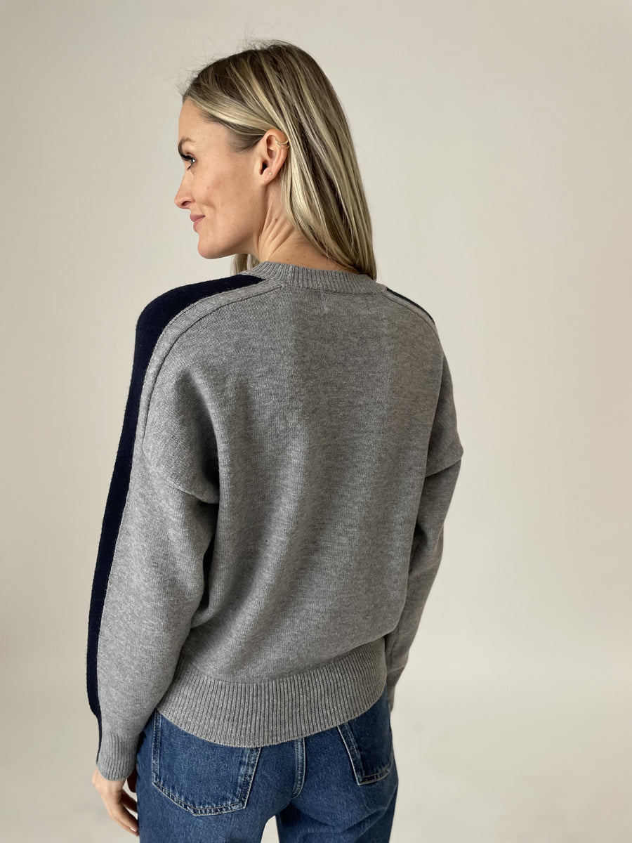 morgan sweater [grey/navy] – Six Fifty Clothing