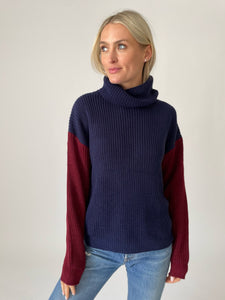 emerson sweater [navy/burgundy]