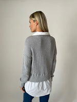 Load image into Gallery viewer, eleanor mixed media top [grey]
