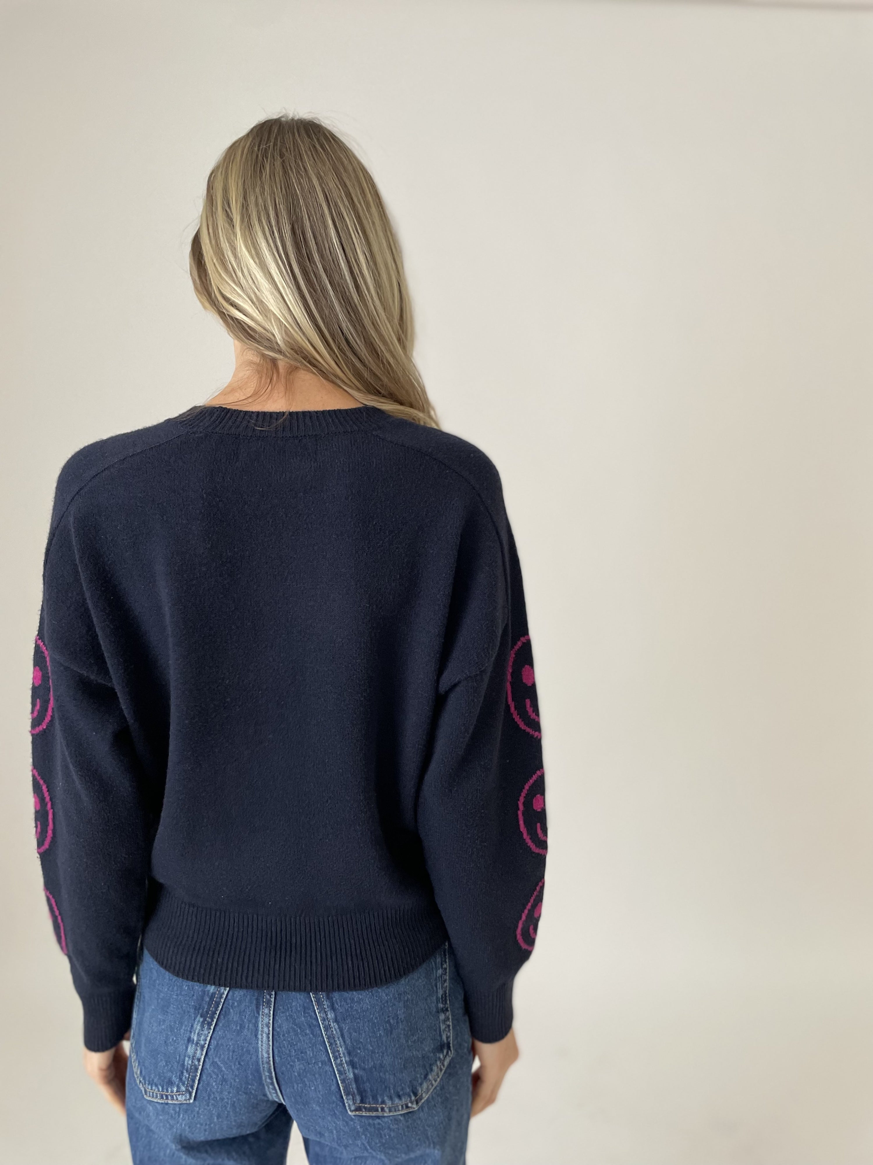 good mood crew neck [navy/hot pink]