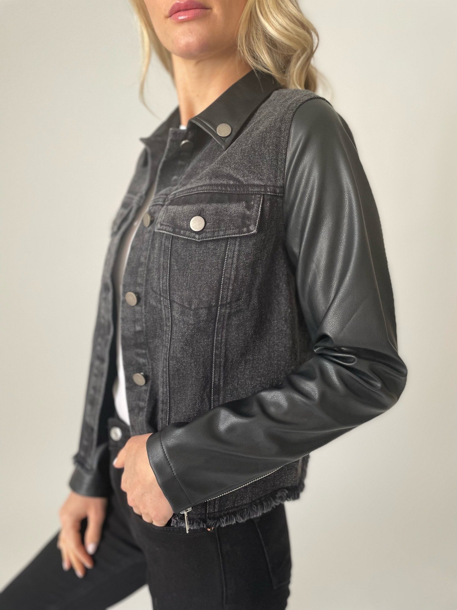 michaela jacket [black with faux leather sleeve]