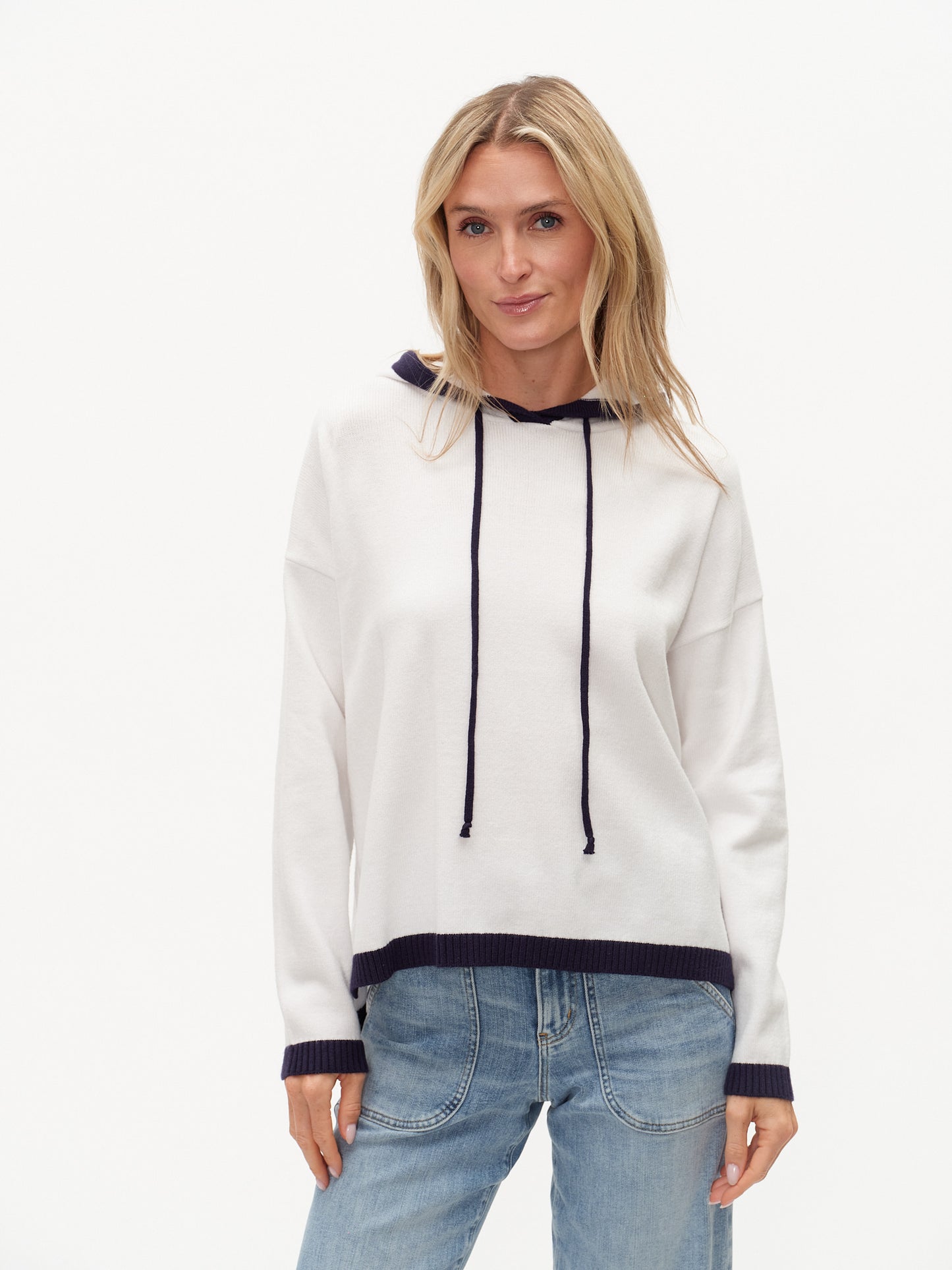 jessie hoodie [white/navy trim]