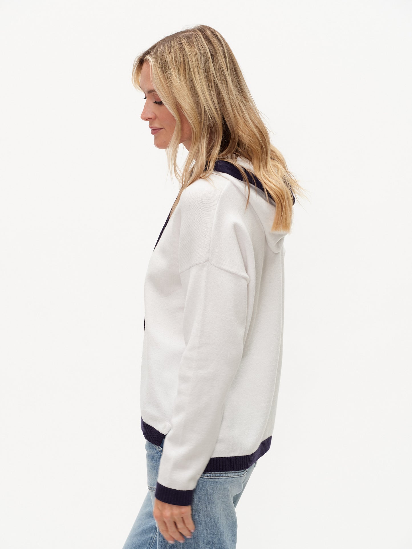 jessie hoodie [white/navy trim]