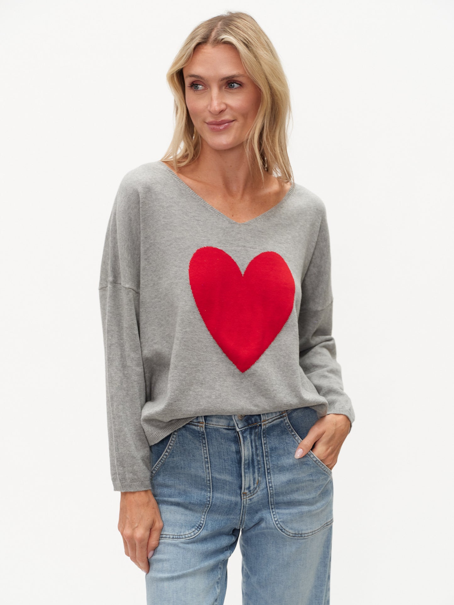 lovie sweater [heather grey/red]