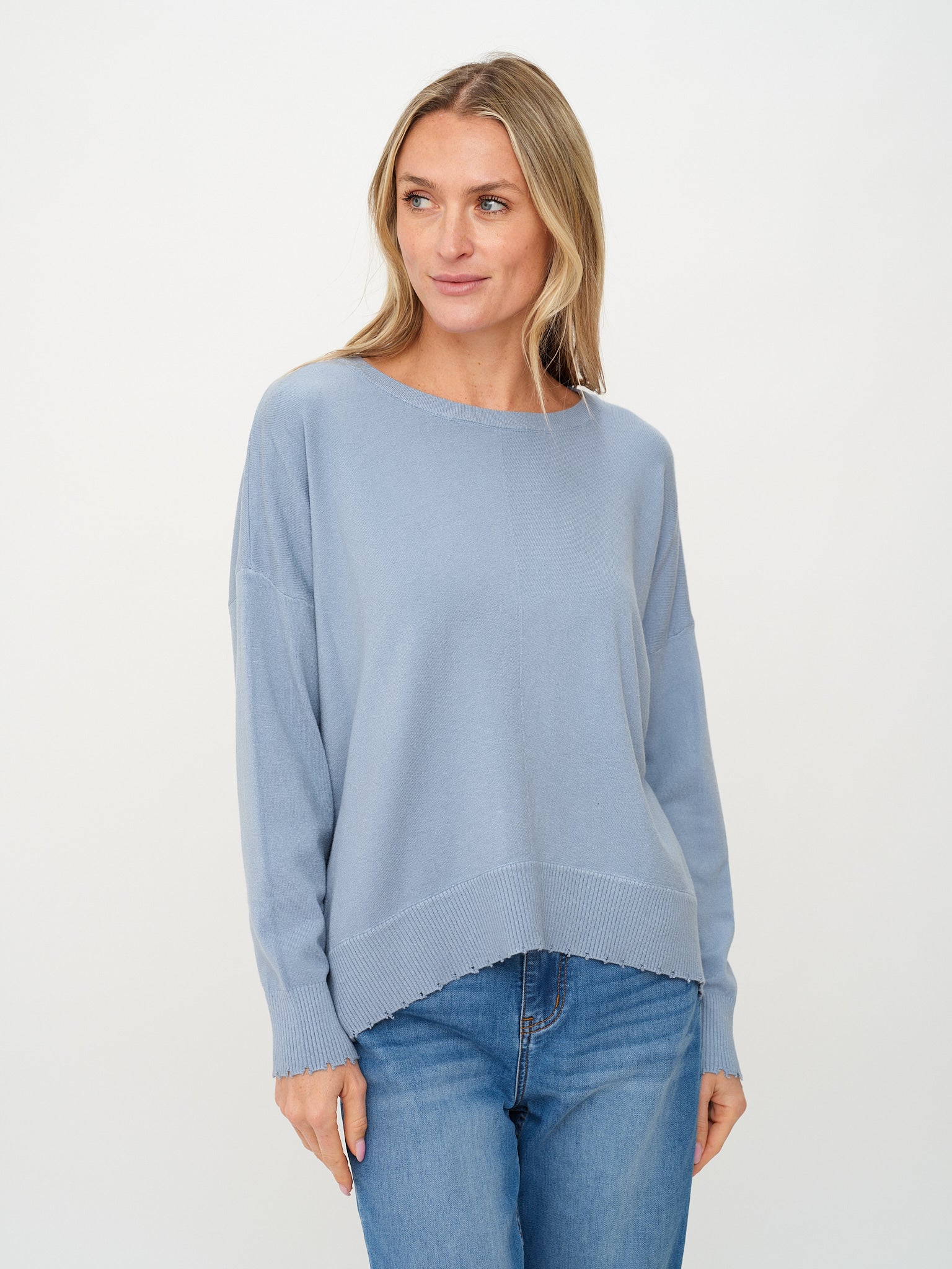 Society6 ケース sweater by Shannonblue Jane Gray Stripe Color Block Round Neck Sweater for Women