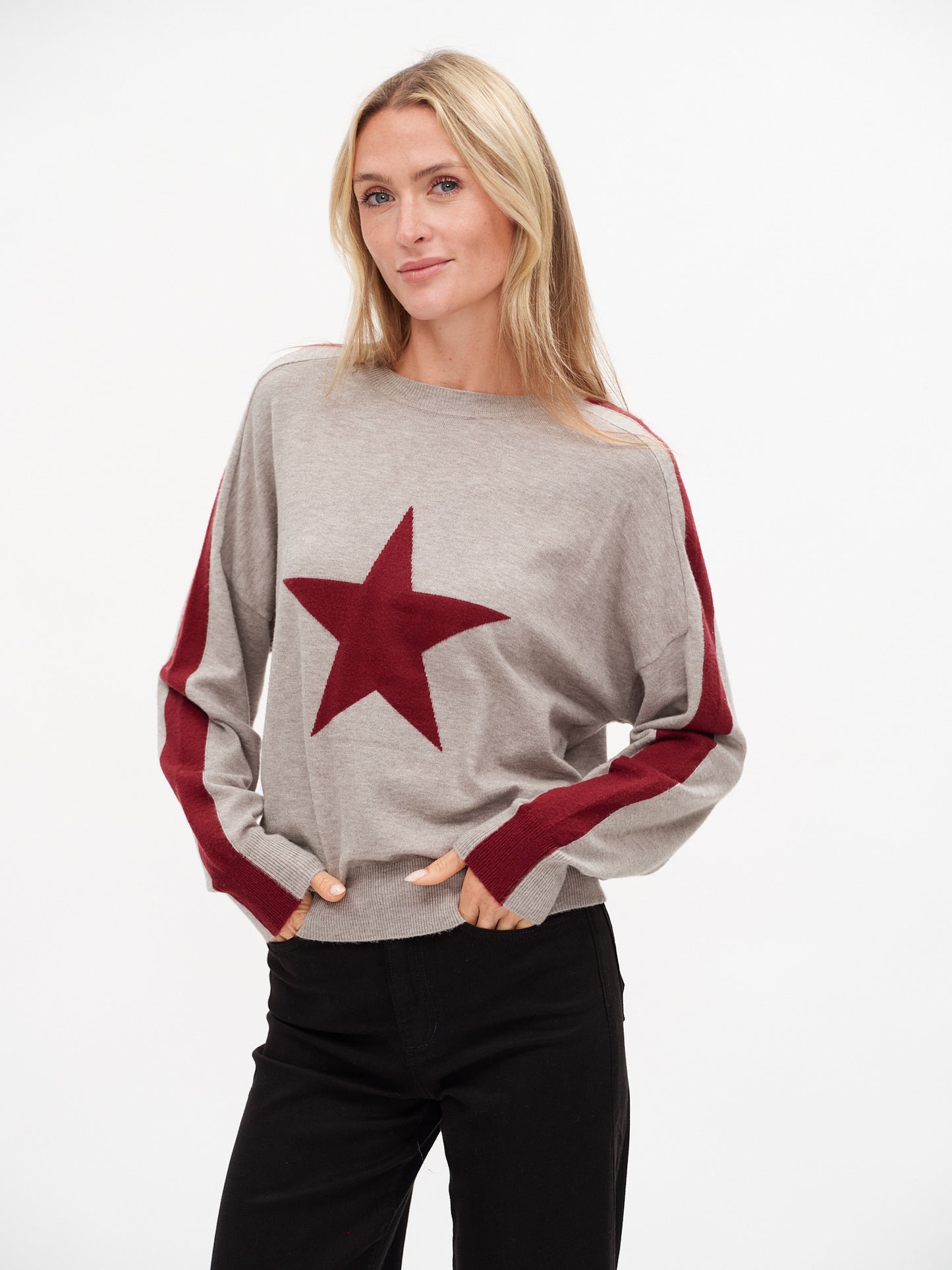 morgan sweater [hgrey/burgundy]