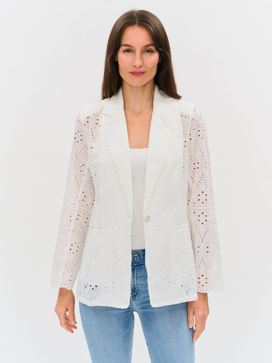 eyelet edit blazer [white]