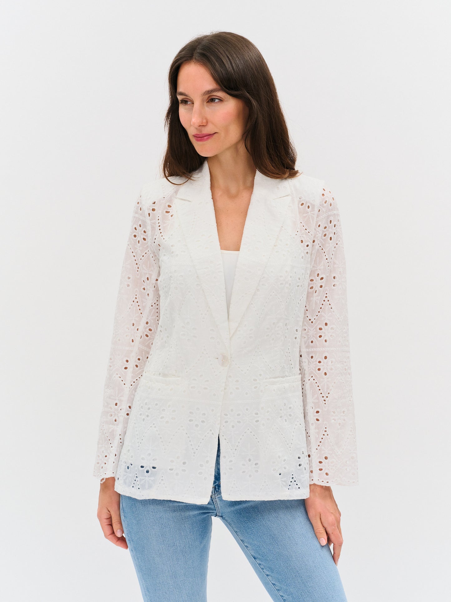 eyelet edit blazer [white]