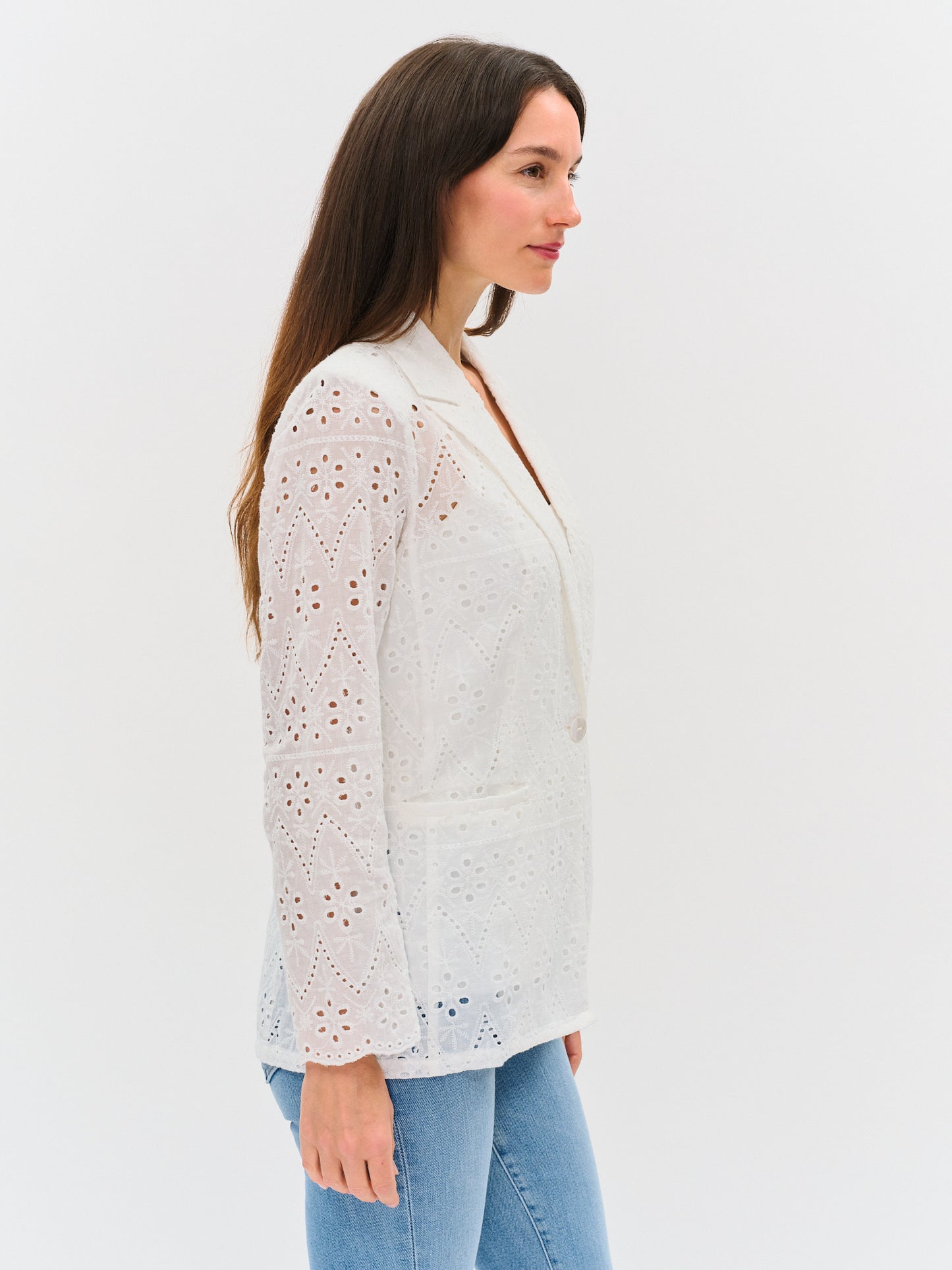 eyelet edit blazer [white]
