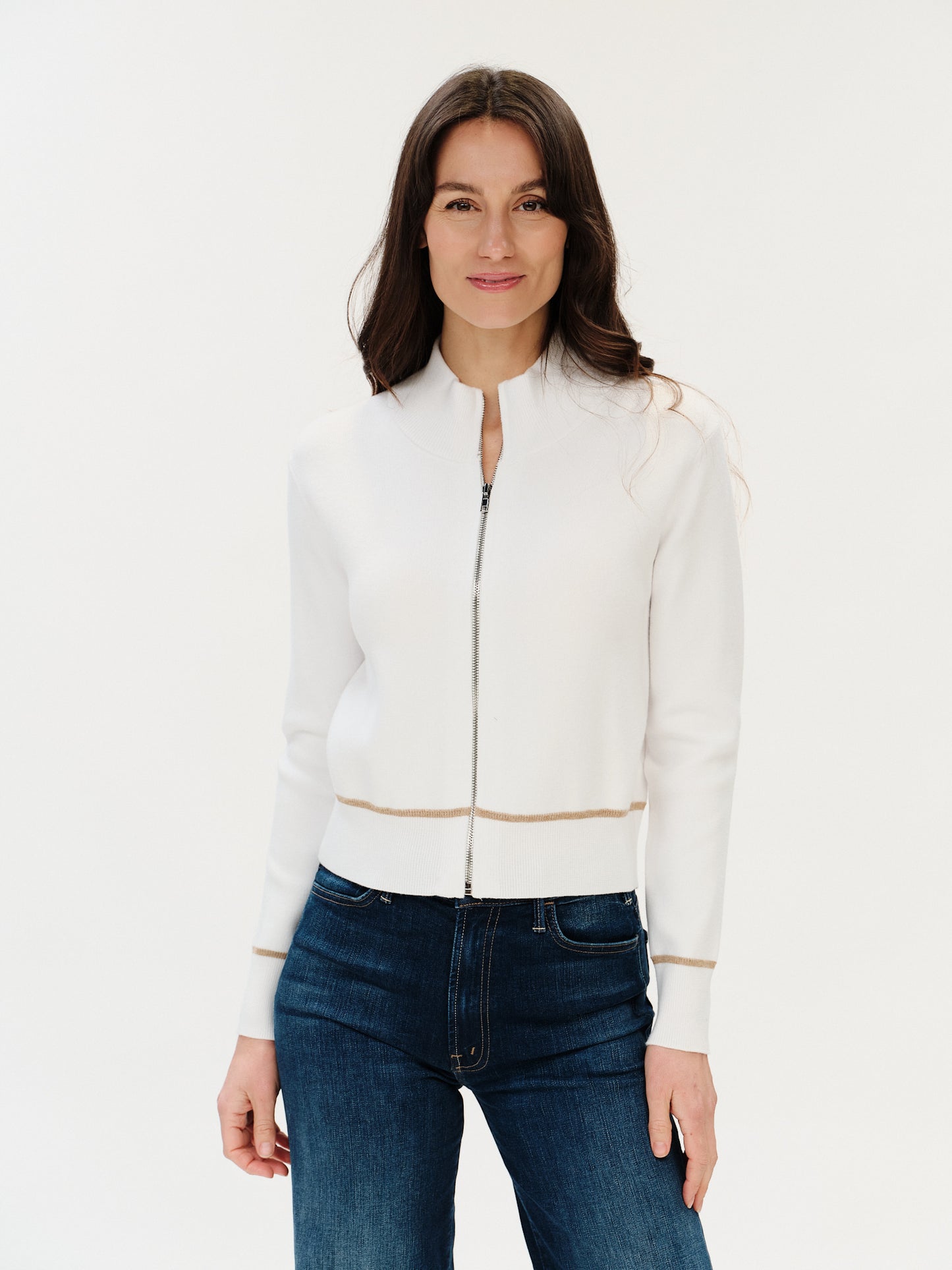 solene sweater zip up [ivory/camel]