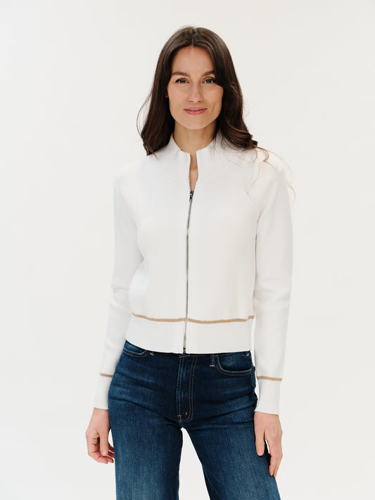 solene sweater zip up [ivory/camel]