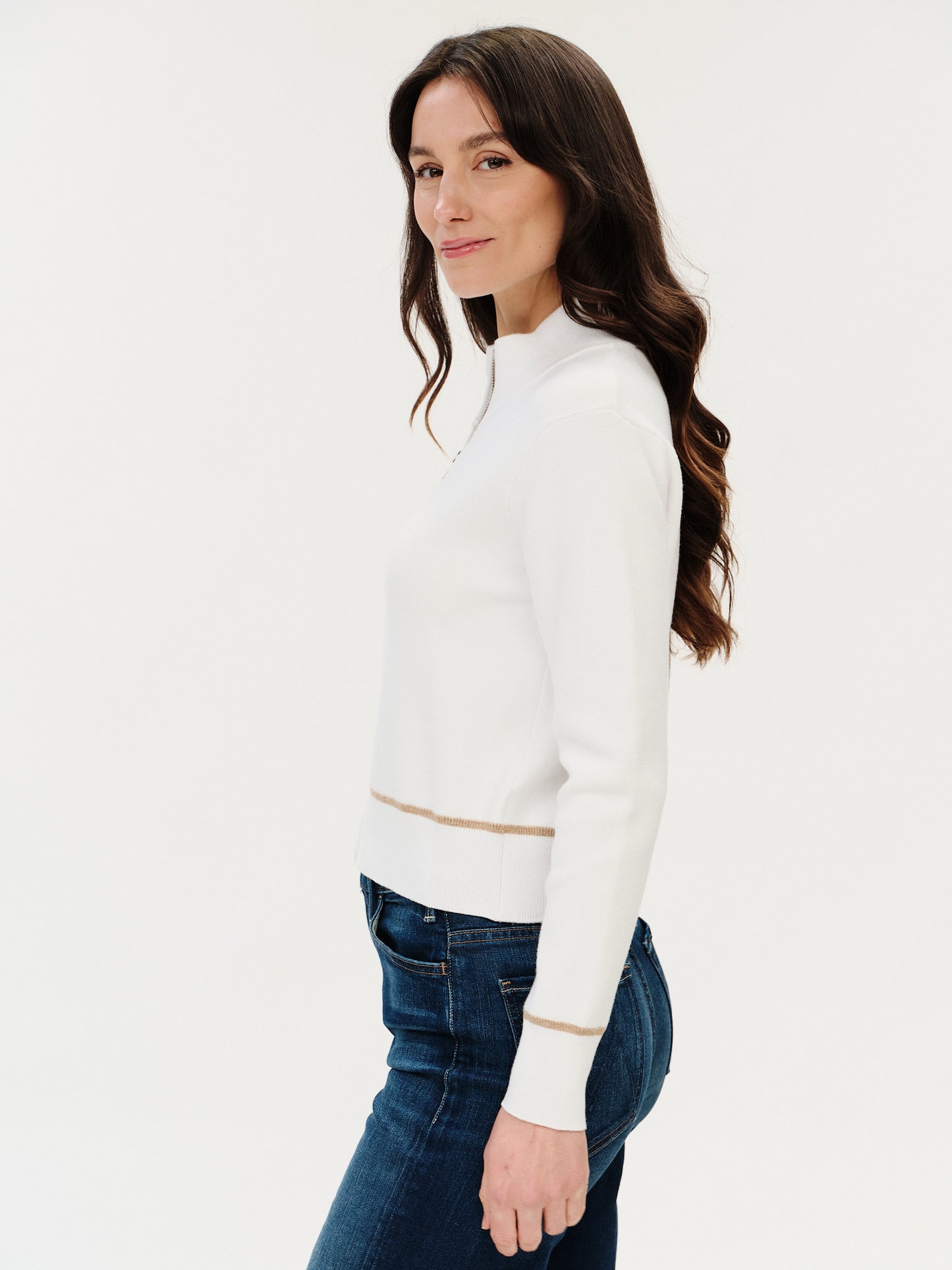 solene sweater zip up [ivory/camel]