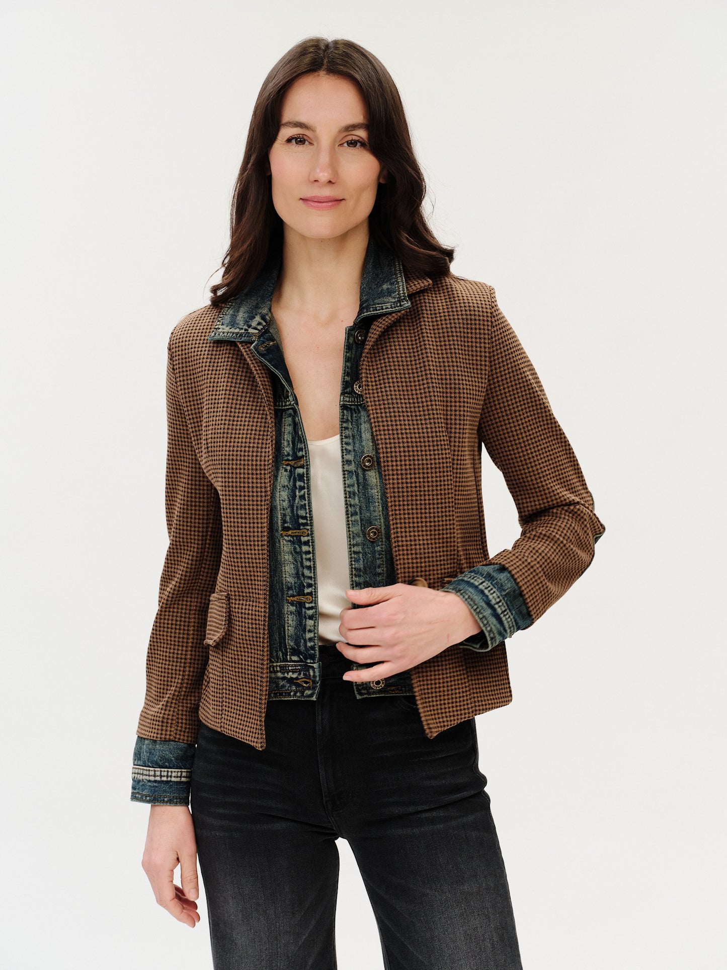 clarissa *made in italy* blazer [brown bedford check]