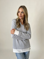 Load image into Gallery viewer, abigail hoodie [grey/white]
