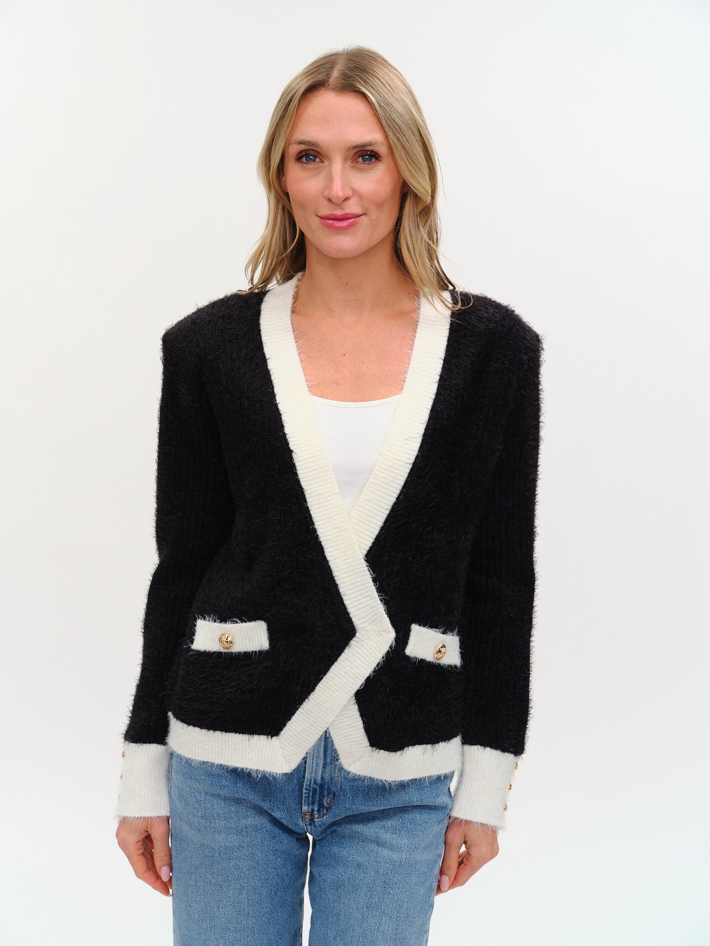 liv cardigan [black & white]