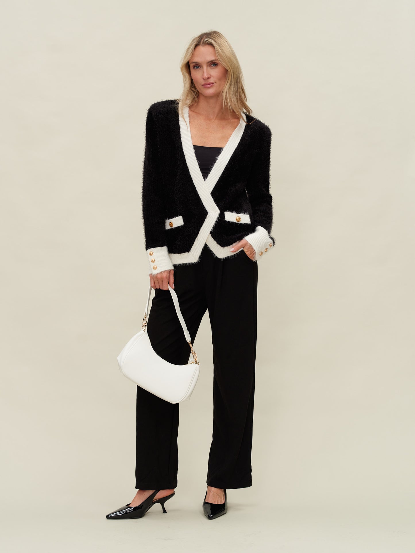 liv cardigan [black & white]
