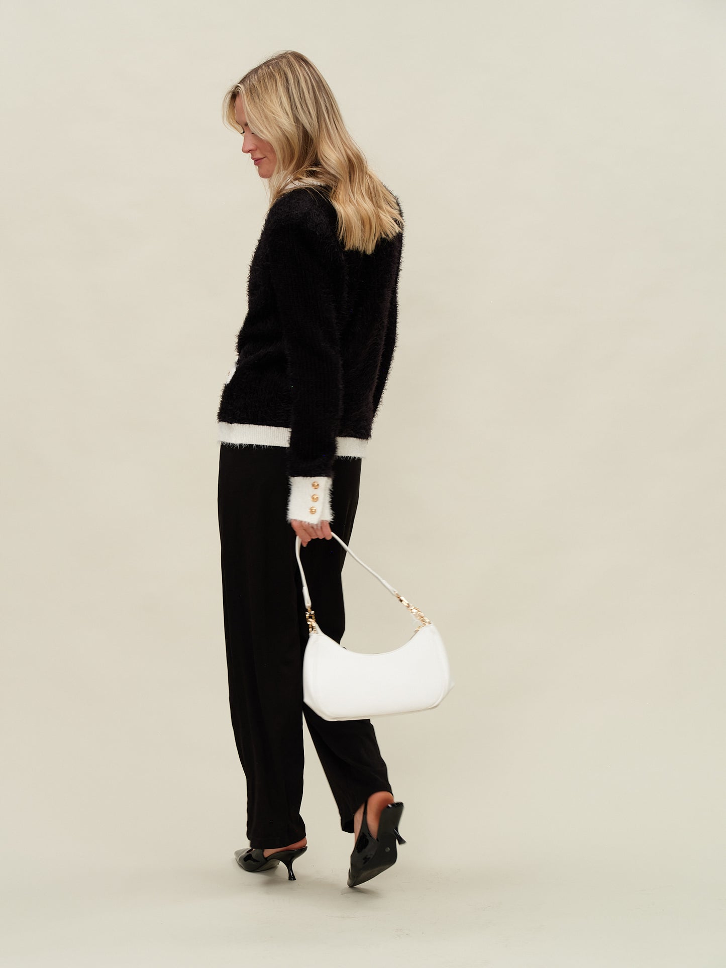 liv cardigan [black & white]