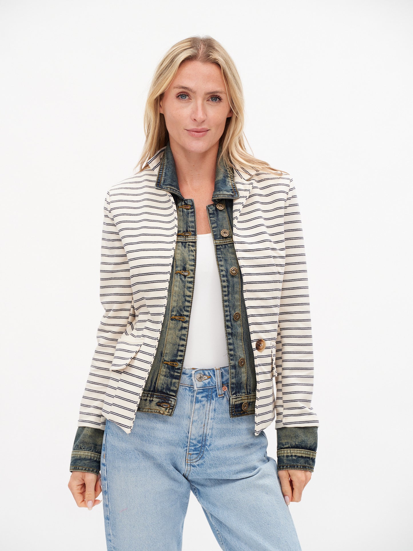 clarissa *made in italy* blazer [thin navy stripe]