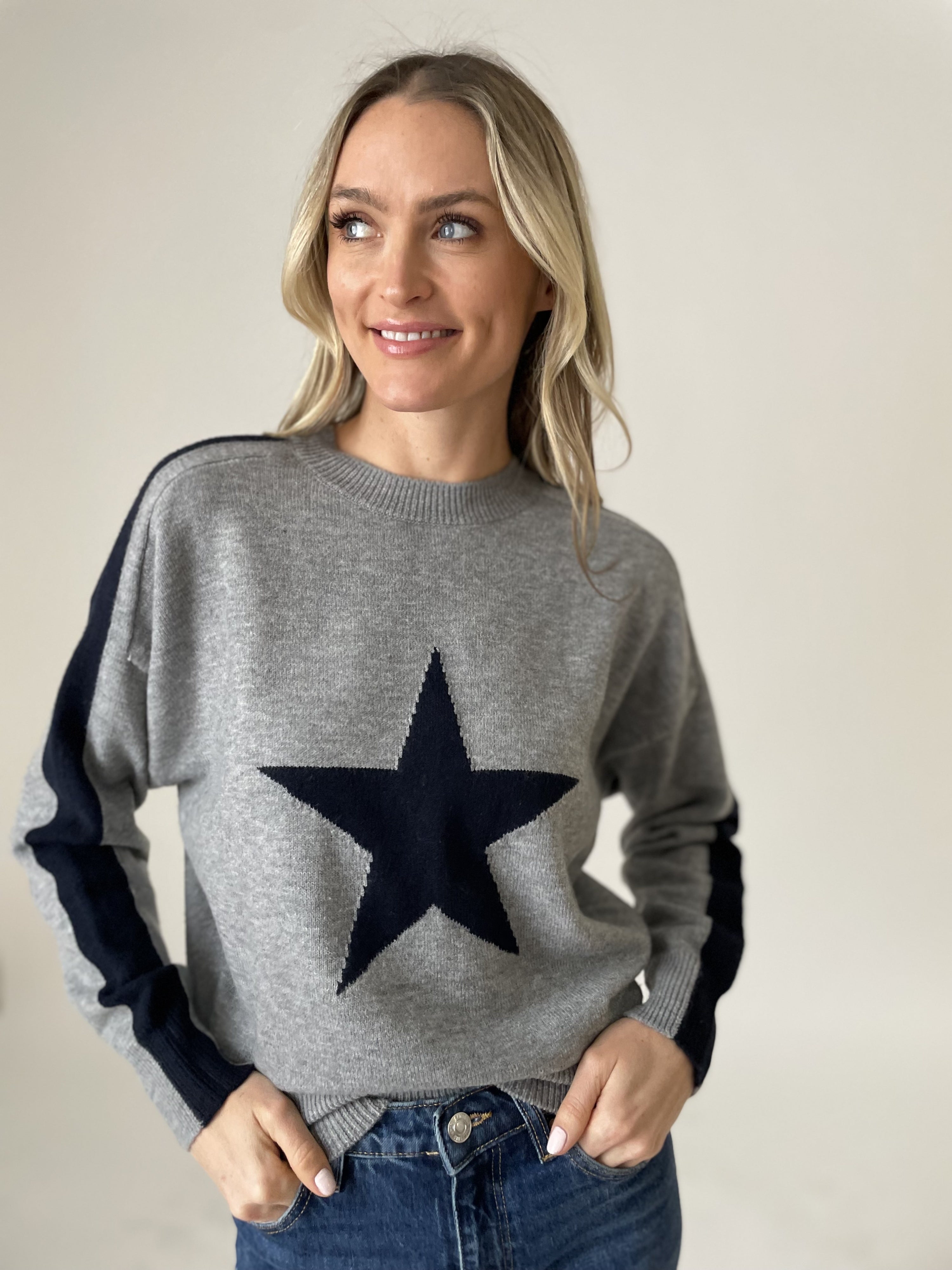 morgan sweater [grey/navy]