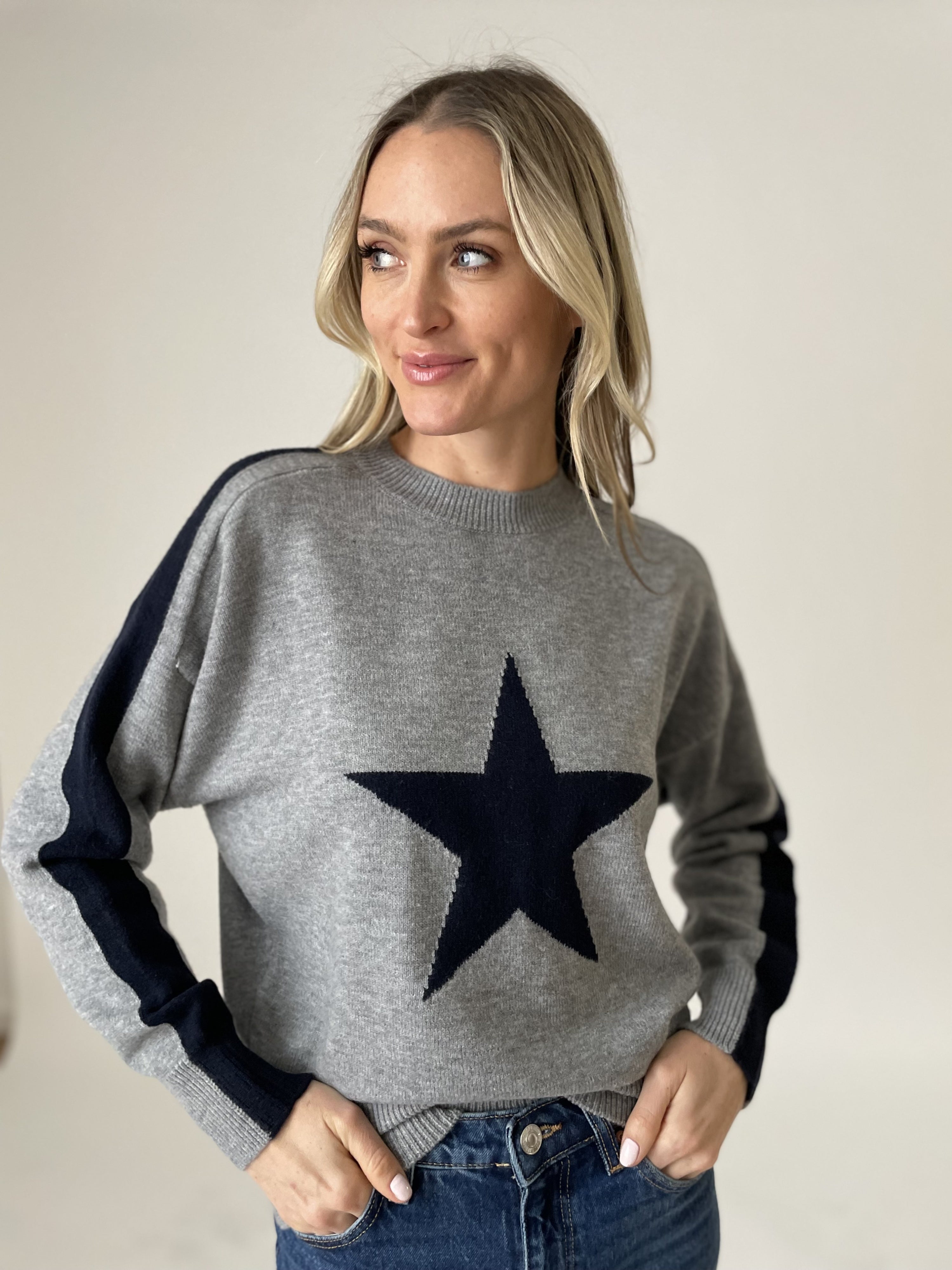 morgan sweater [grey/navy]