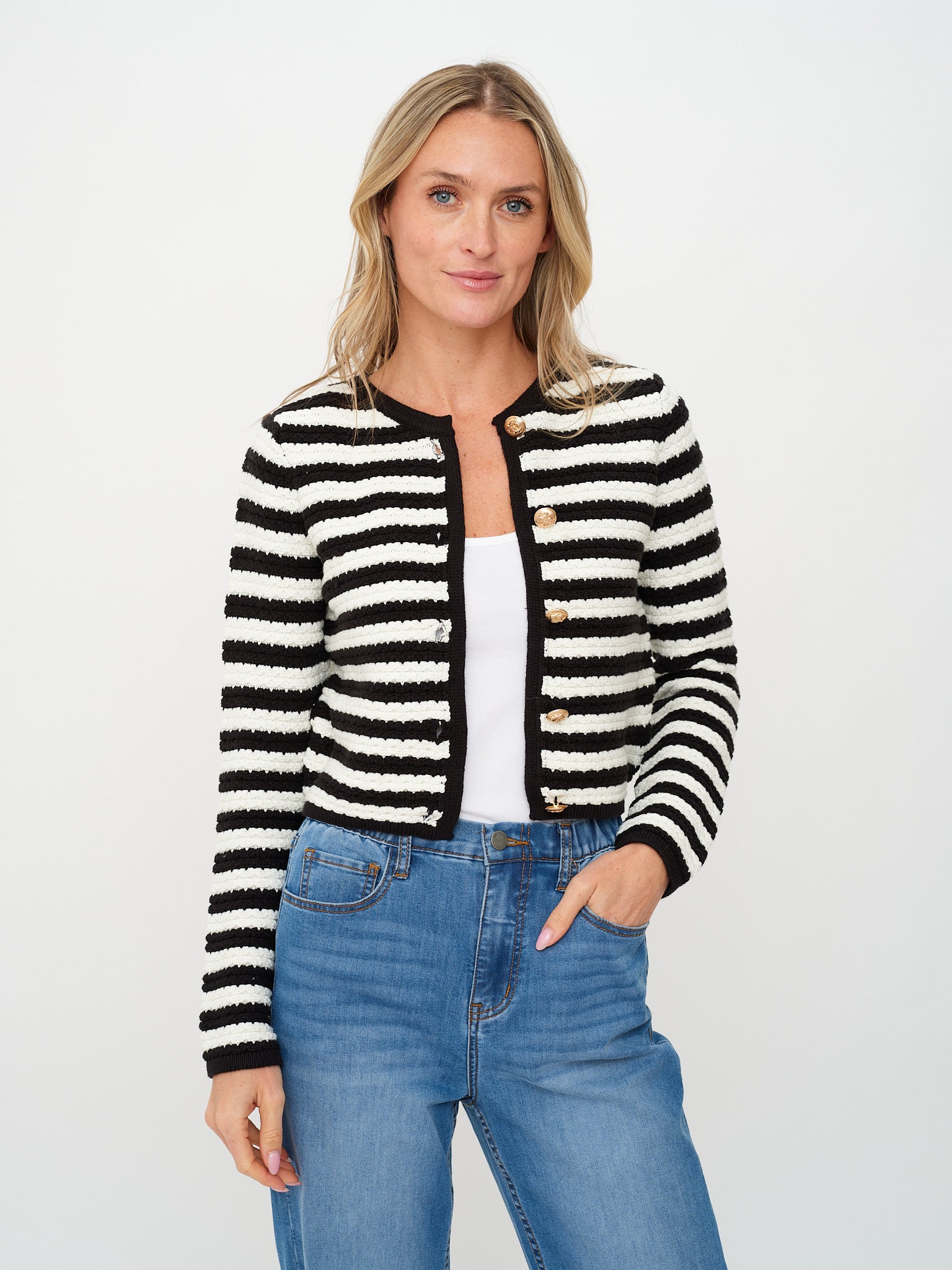 hannah cardigan [black & white]