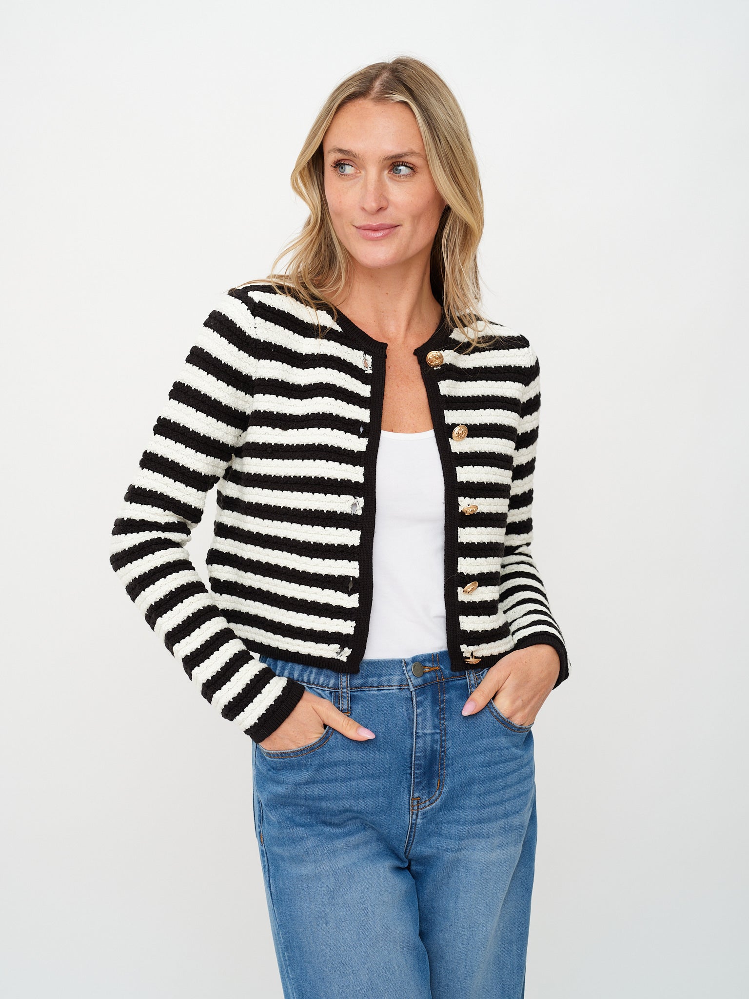hannah cardigan [black & white]