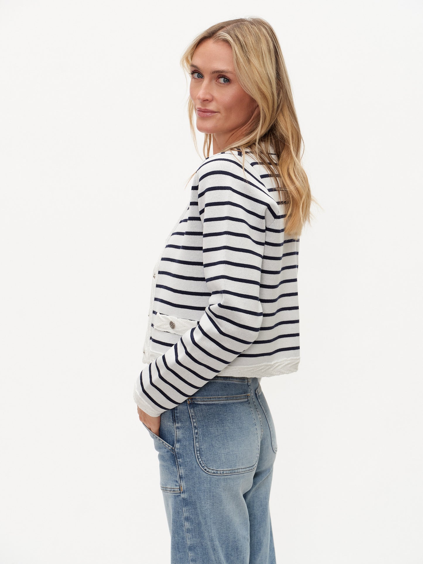 blaire cardigan [white/navy]