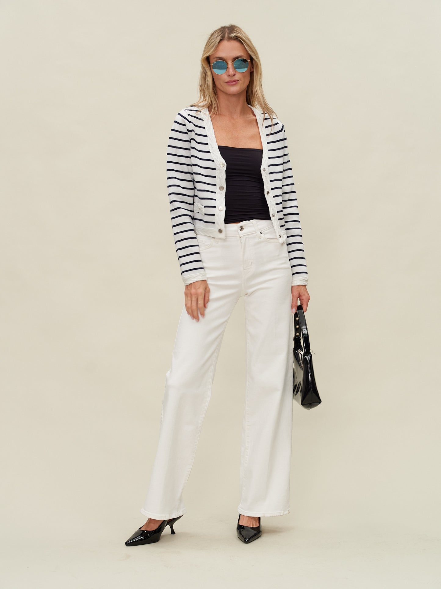 blaire cardigan [white/navy]