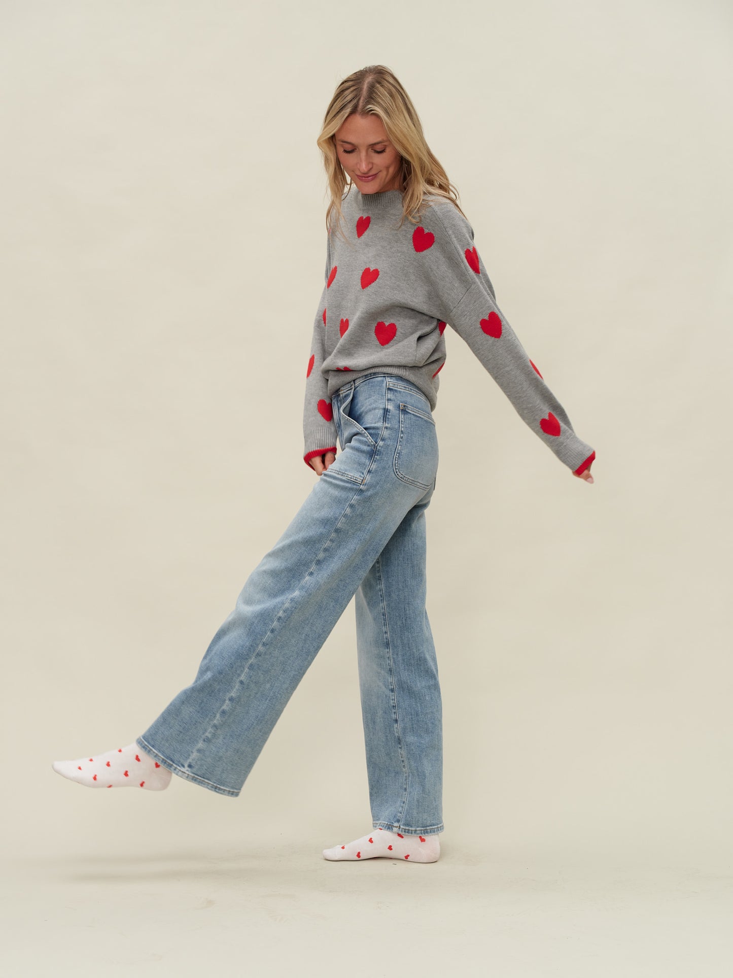 valentina sweater [heather grey/red]