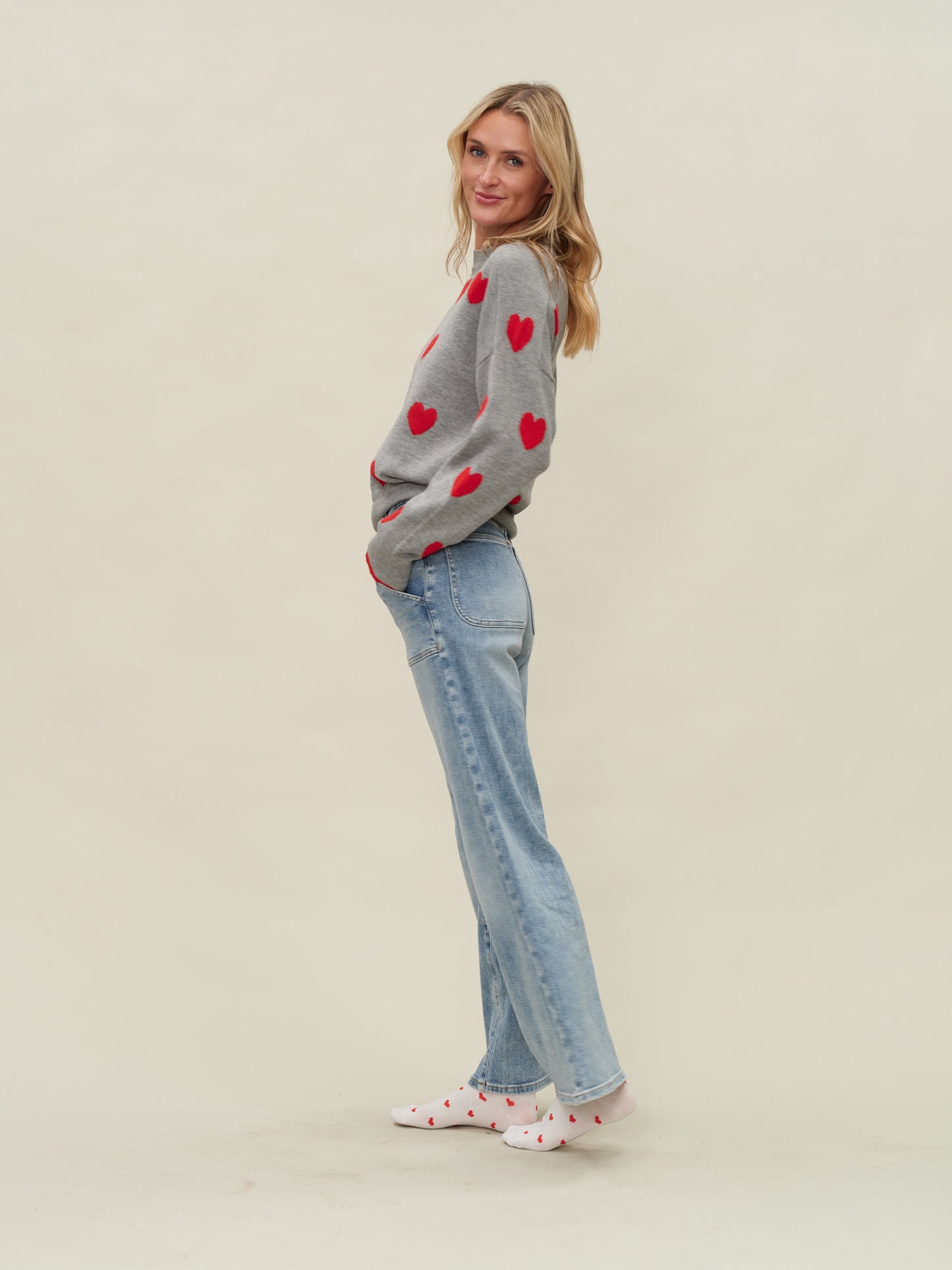 valentina sweater [heather grey/red]