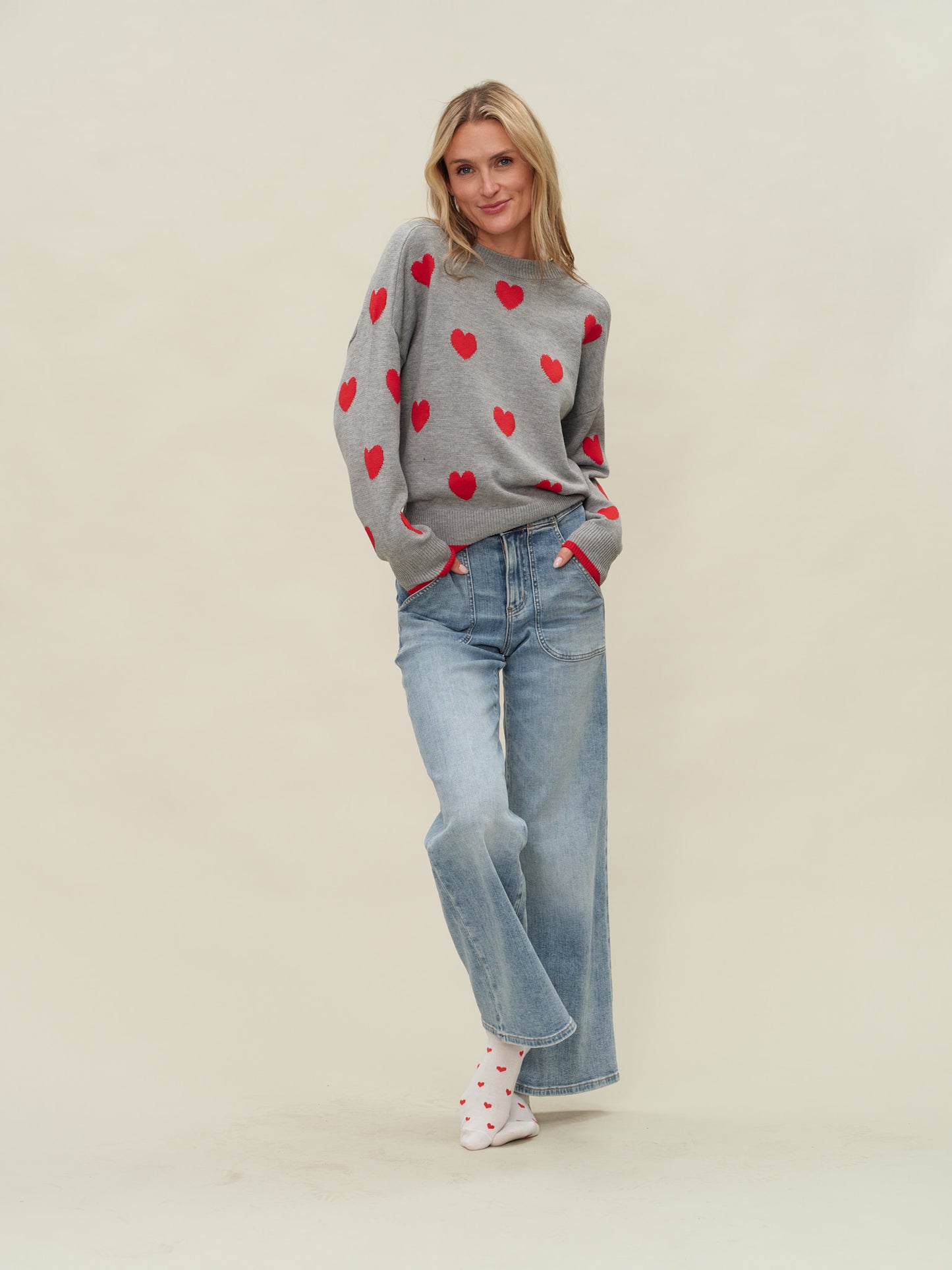valentina sweater [heather grey/red]