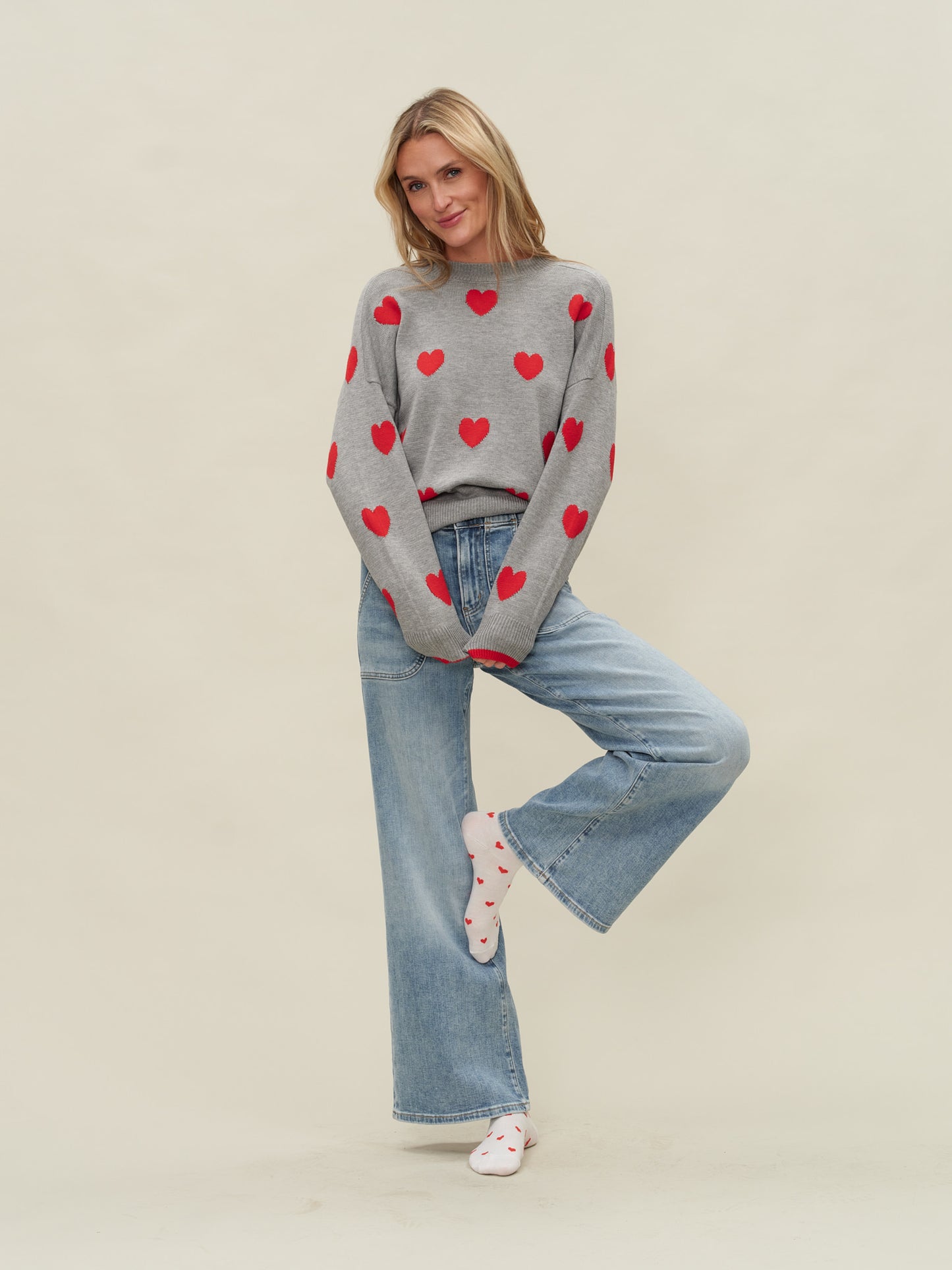 valentina sweater [heather grey/red]