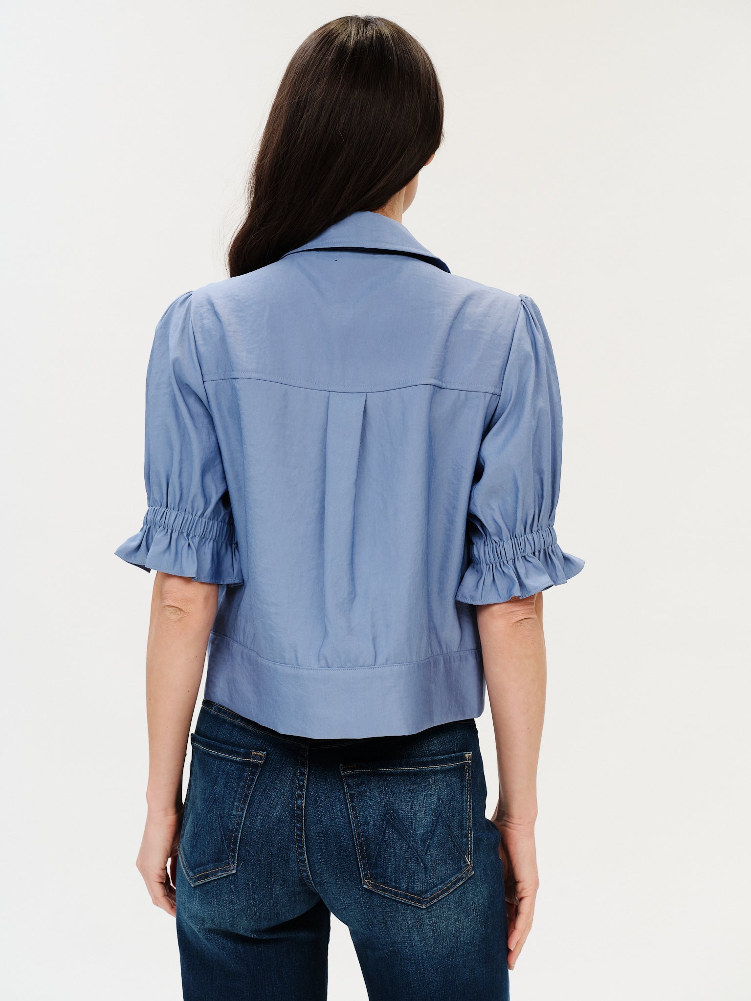 womens blue short sleeve flutter jacket | Six Fifty – Six Fifty