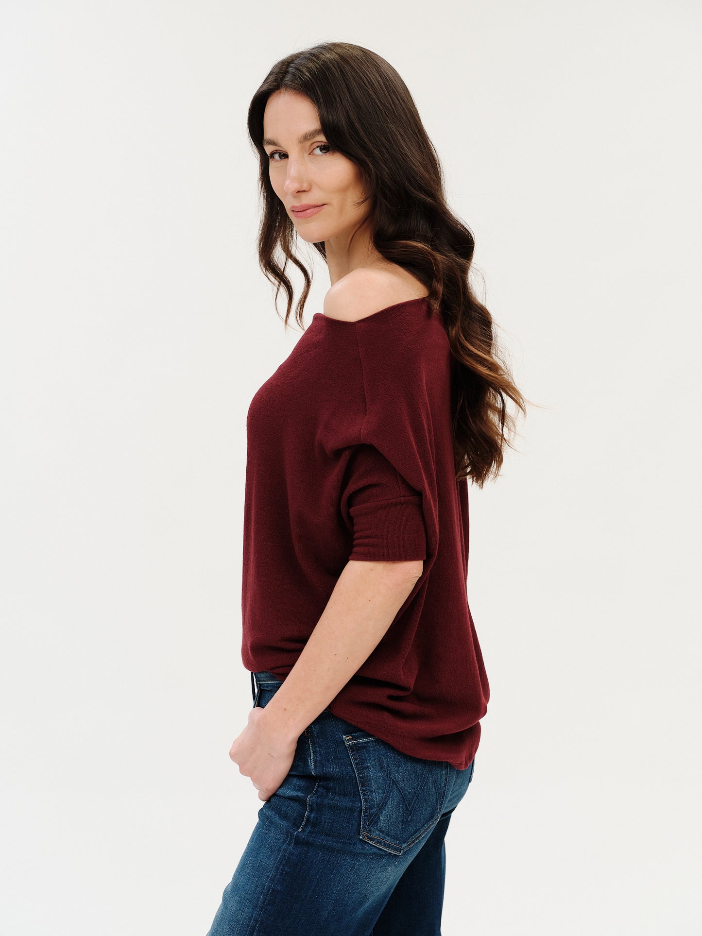 the short sleeve anywhere top [burgundy]