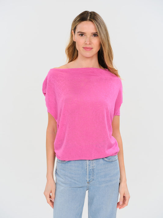 the short sleeve slub anywhere top [malibu pink]